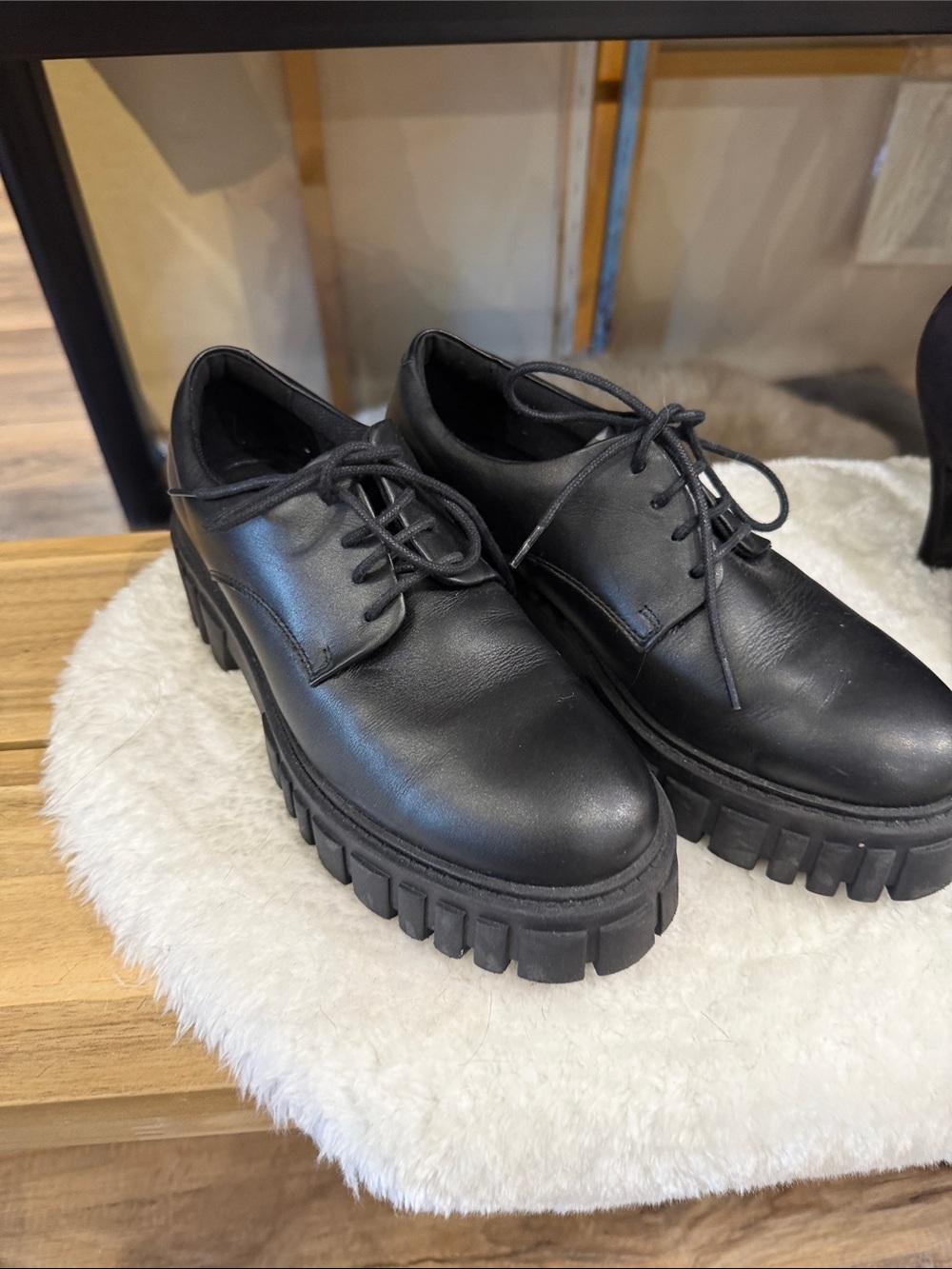 Clarks Black Chunky Lug Derby Shoes